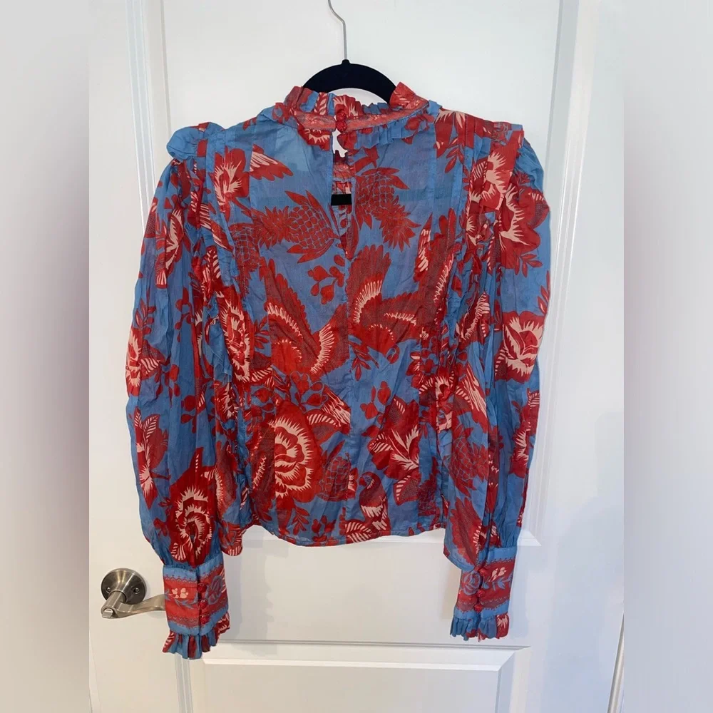 Farm Rio Lace Garden long-sleeve ruffled blouse - Picture 7 of 9